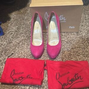 100% Authentic Christian Louboutin Suede Pink Heels sz 38 new !